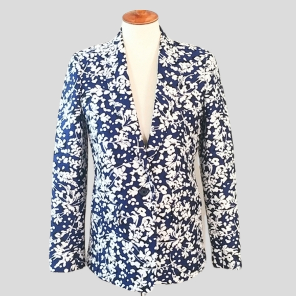 J. Crew Jackets & Blazers - NWT J.CREW Navy Blue Floral Brocade Blazer Jacket